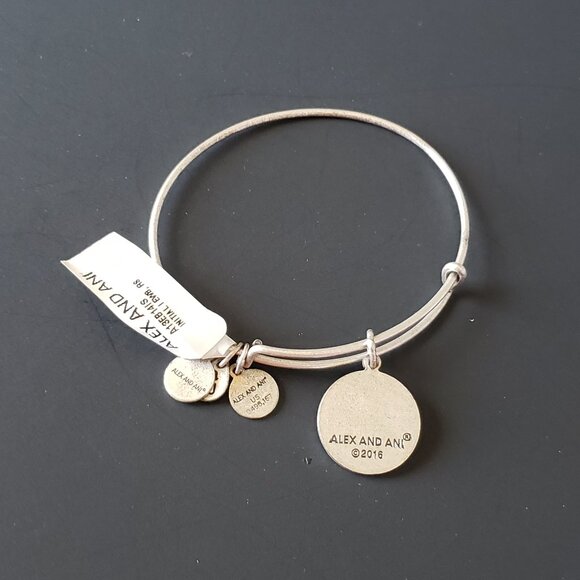 Alex and Ani G Initial Letter Silver Charm Bracelet adjustable Bangle 662 - Picture 3 of 3